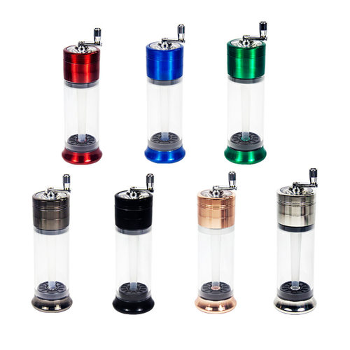 厂家跨境磨烟器锌合金塑料罐52mm手动磨烟器卷烟一体机Grinder