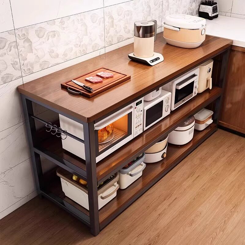 厨房置物架台面落地切菜桌子工作台多层收纳柜储物架子家用窄边柜