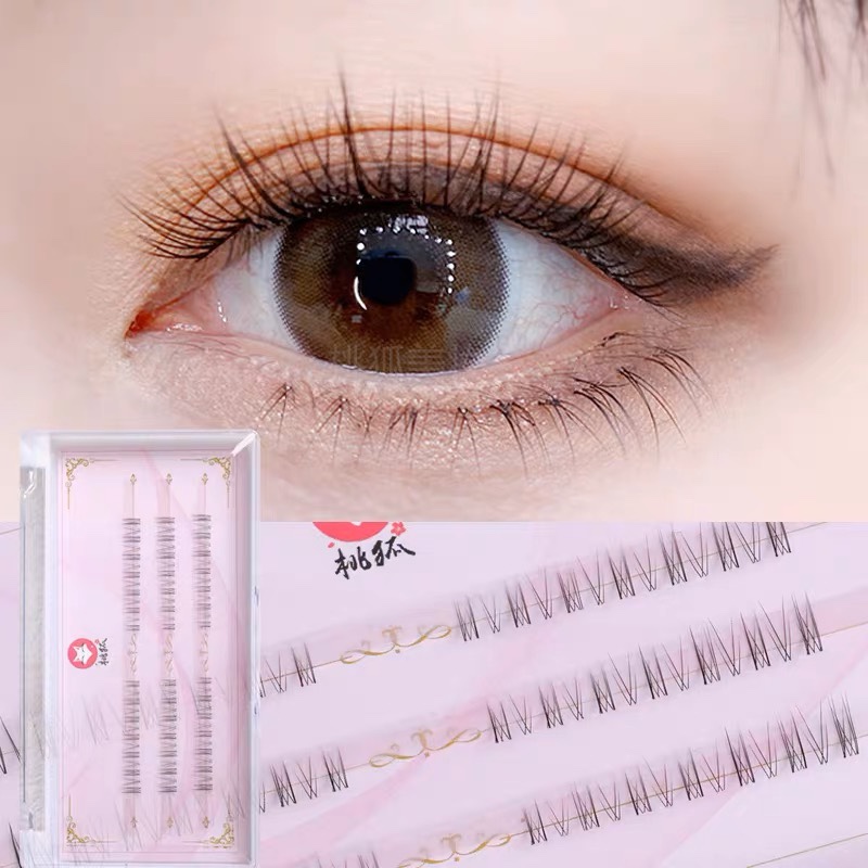 桃狐DX812假睫毛下睫毛自然仿真素颜交叉分段式下眼睫毛透明细梗