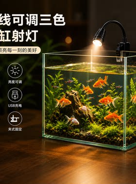 USB充电可调三色变色鱼缸灯