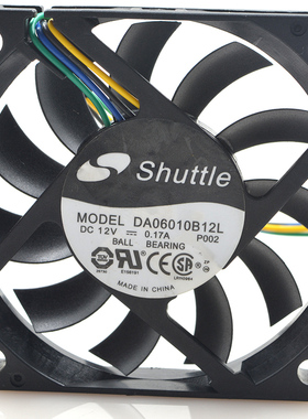 shuttle 6010 6cm DA06010B12L 12v 0.17a 4线PWM控速/超薄/风扇