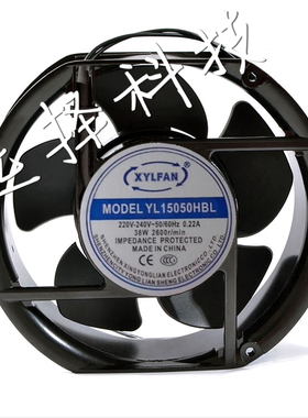 XYLFAN风机 MODEL YL15050HBL 散热风机 220V 0.22A 38W 椭圆形