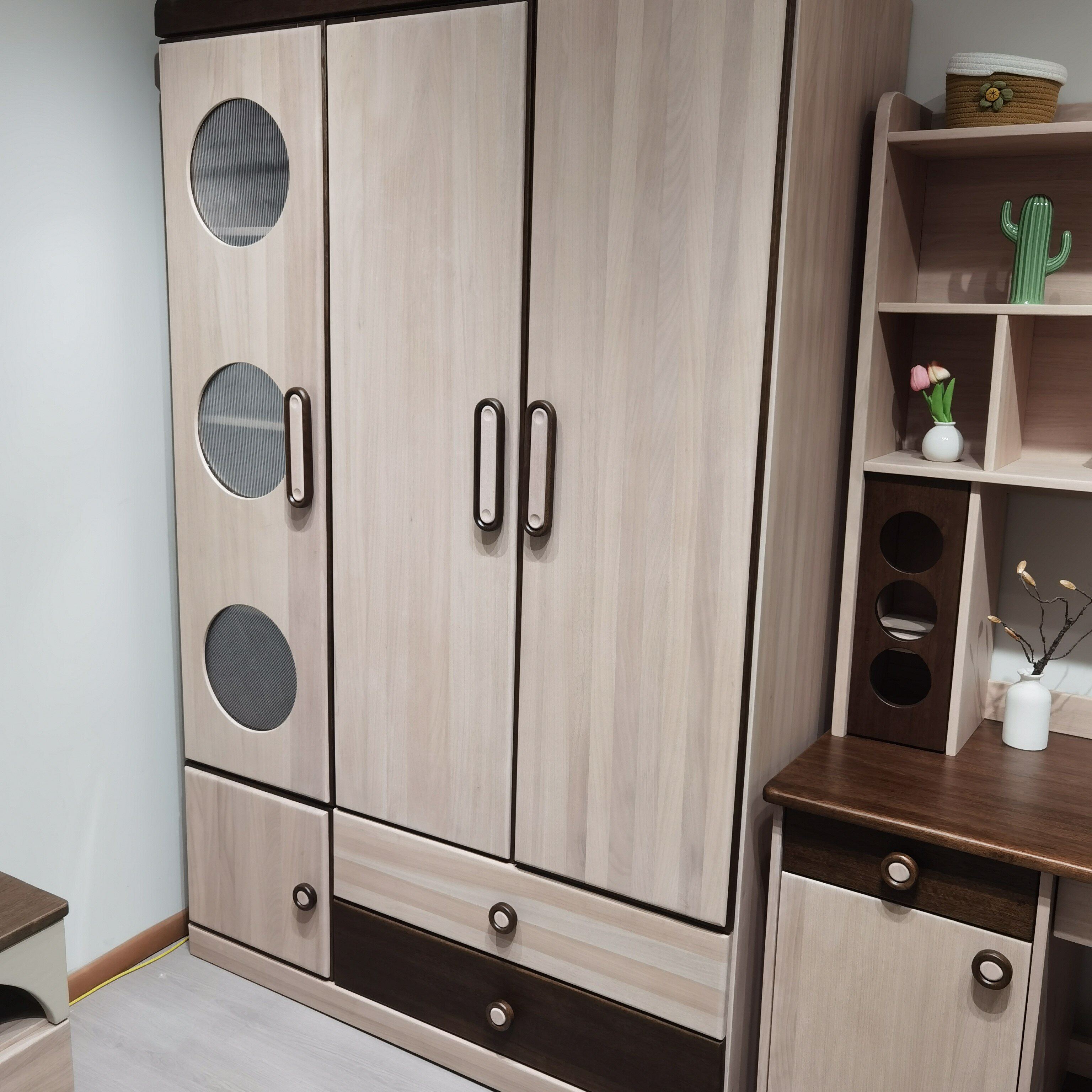 红檀木实木儿童衣柜两门衣柜三门衣柜全实木无贴皮包邮包入户安装