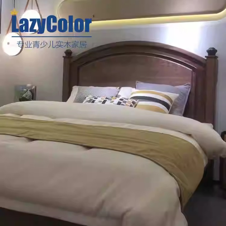 美式实木床1.8米双人床
