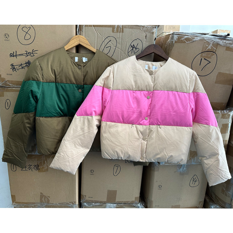 撤柜欧家小个子短款羽绒服女冬季剪标新款拼色百搭断码气质款外套