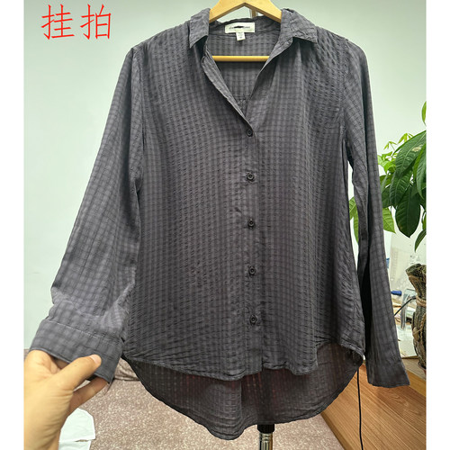外贸剪标长袖天丝宽松衬衫女夏