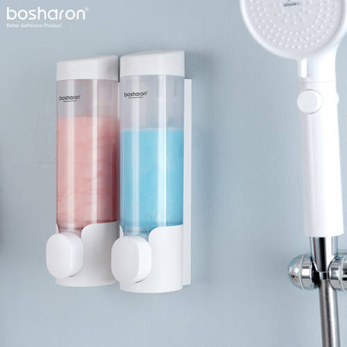 博莎朗（bosharon）双头皂液器壁挂式免打孔洗手液盒厨房洗洁精瓶