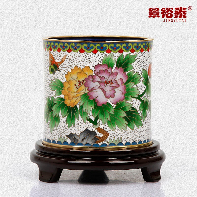 景裕泰景泰蓝笔筒铜胎掐丝珐琅实用会议礼品外事送老师老外客户中