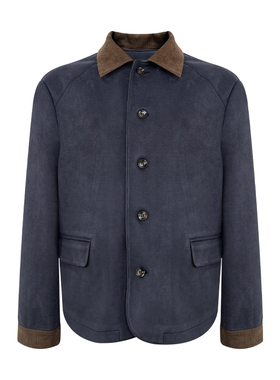 WESSK麂皮质感夹克外套cleanfit设计秋冬休闲撞色拼接美拉德