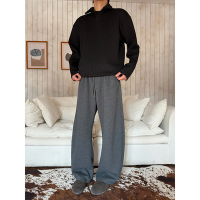 WESSK三色弯刀阔腿卫裤cleanfit秋冬宽松运动百搭情侣休闲长裤