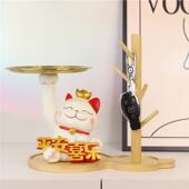 招财猫玄关钥匙收纳托盘摆件轻奢礼物客厅电视柜家居装 饰品乔迁