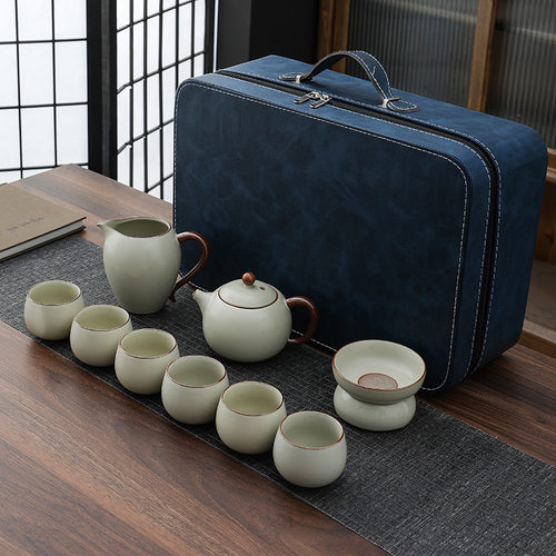 黄汝窑茶具套装家用办公室会客喝茶陶瓷西施壶茶杯轻奢高档泡茶壶