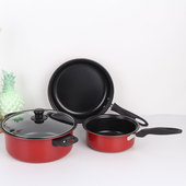 锅具三件套 节日礼品开店礼品 炫彩三件套多件套平底锅不粘锅促销