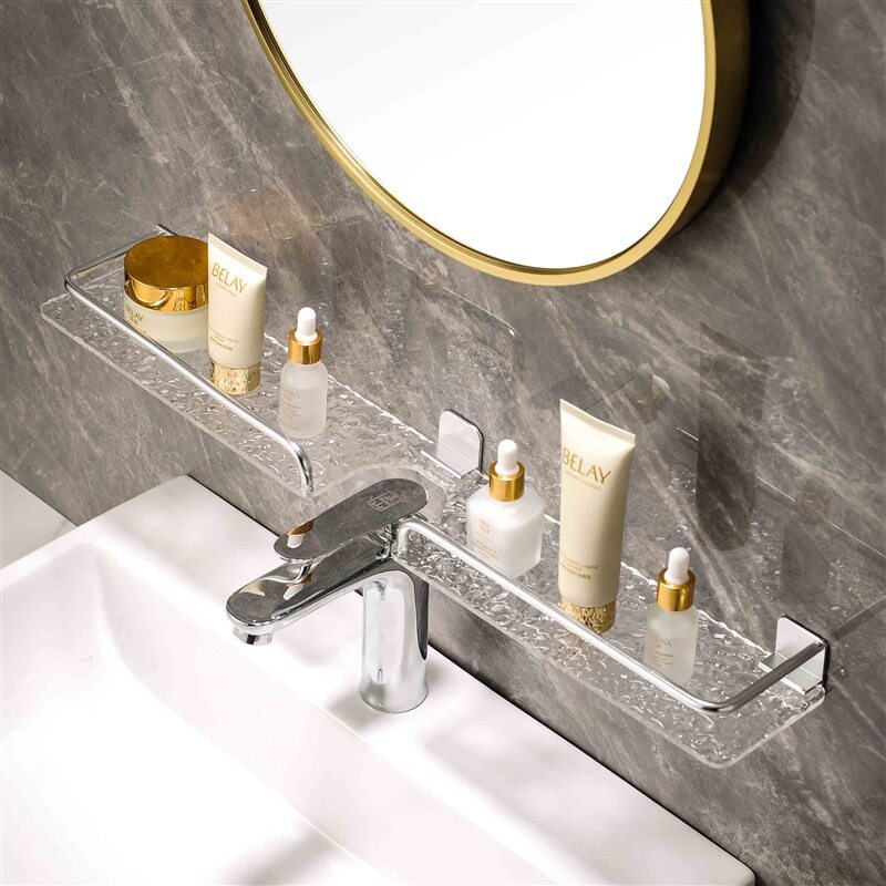 卫生间洗漱台水龙头置物架免打孔浴室洗手盆化妆品壁挂收纳架轻奢