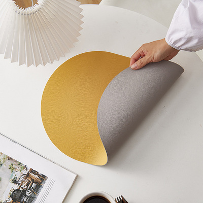 双层椭圆形皮革餐垫PVC防水防油西餐垫欧式餐桌垫餐垫