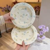 8.5英寸盘 奶油风牛排盘可爱陶瓷釉下彩家用意面盘甜品盘平盘