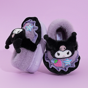 三丽鸥儿童棉拖鞋秋冬季女童室内居家卡通可爱库洛米加绒棉拖包跟