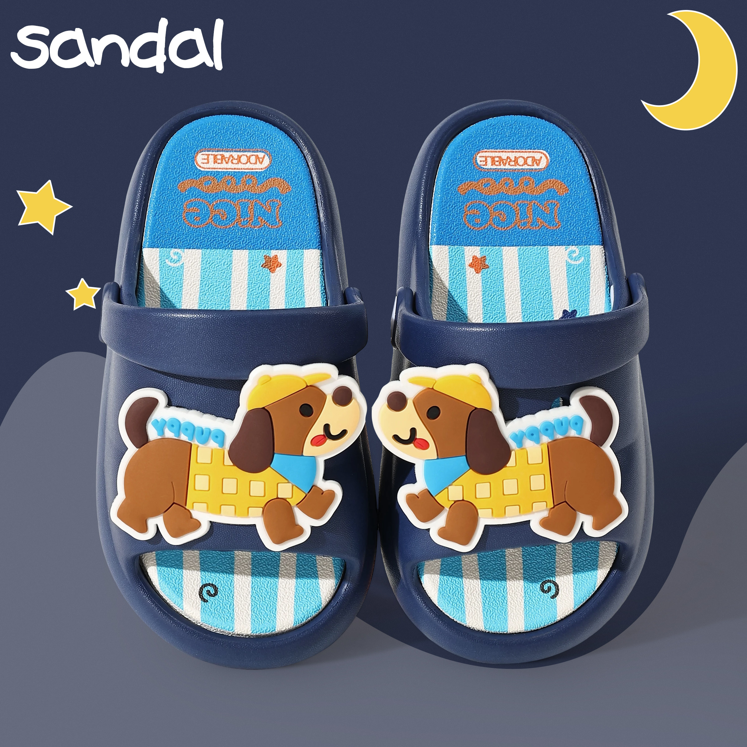 儿童洞洞鞋夏季卡通可爱DIY居家室内轻便软底婴幼儿园宝宝凉拖鞋