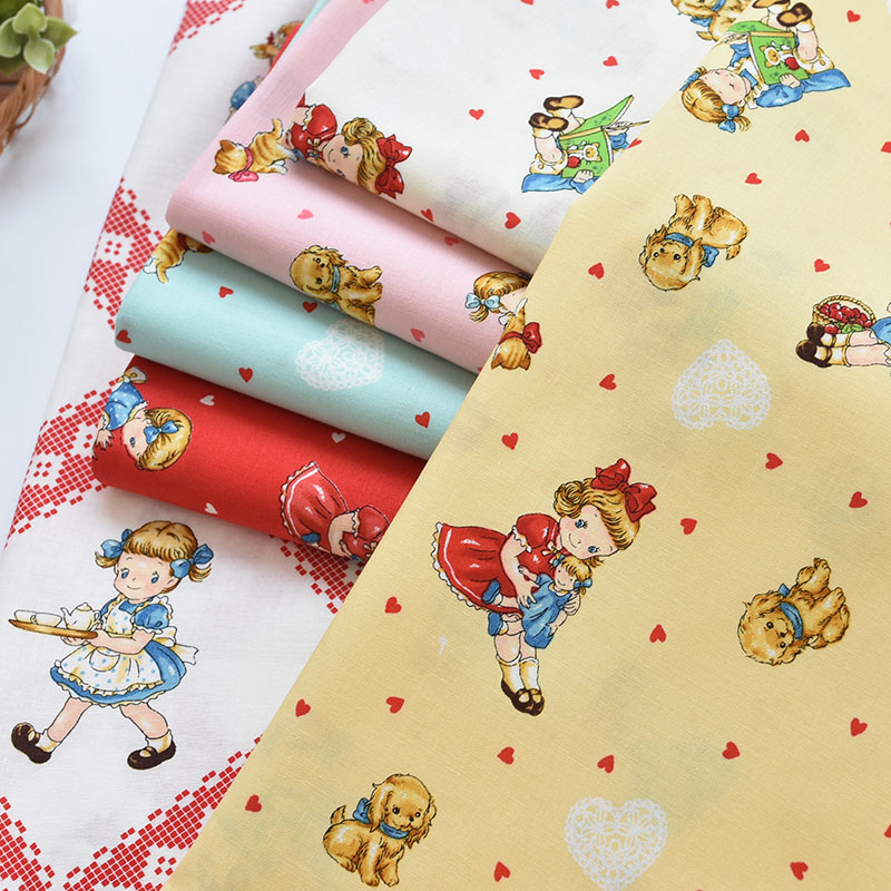 quiltgate日本进口纯棉卡通布玛格丽特女孩童装娃衣DIY手工面料