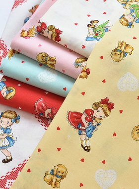 quiltgate日本进口纯棉卡通布玛格丽特女孩童装娃衣DIY手工面料