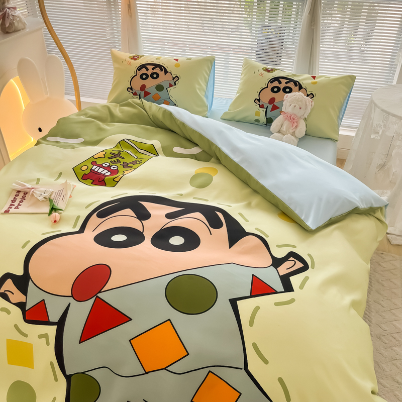 NextRoad四季卡通蜡笔小新库洛米空调被四件套真丝少女心床上用品