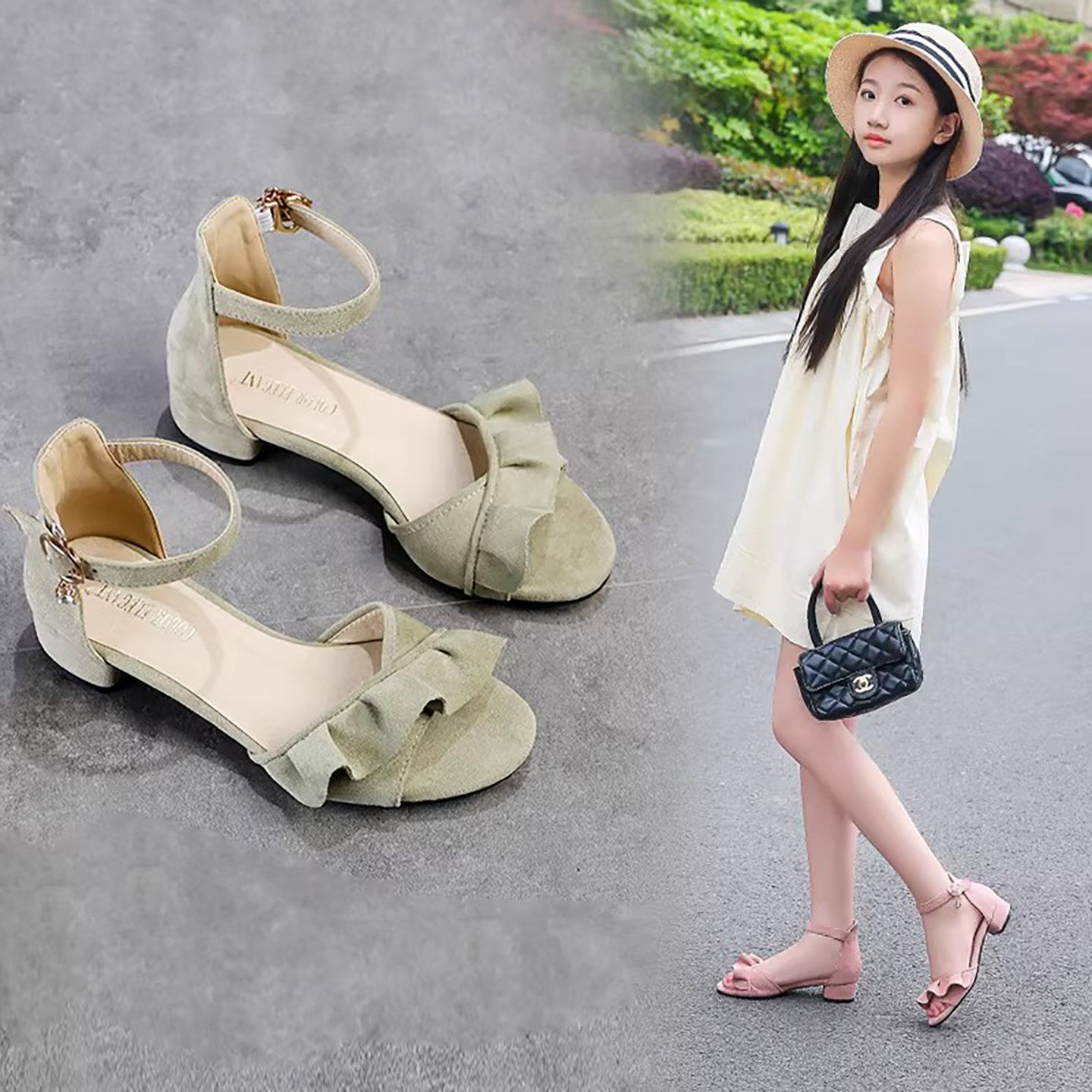 法国Uamtor儿童凉鞋女孩子公主鞋2026夏季新款韩版时尚女童高跟鞋