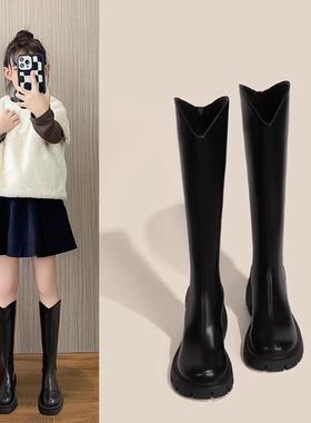 Lewis&clar s女童靴子秋冬款2025新款儿童长筒靴洋气长筒靴皮靴女