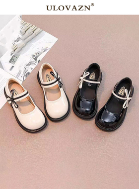 日本Ulovazn童鞋~女童公主鞋2025新款单鞋洋气百搭软底儿童小皮鞋