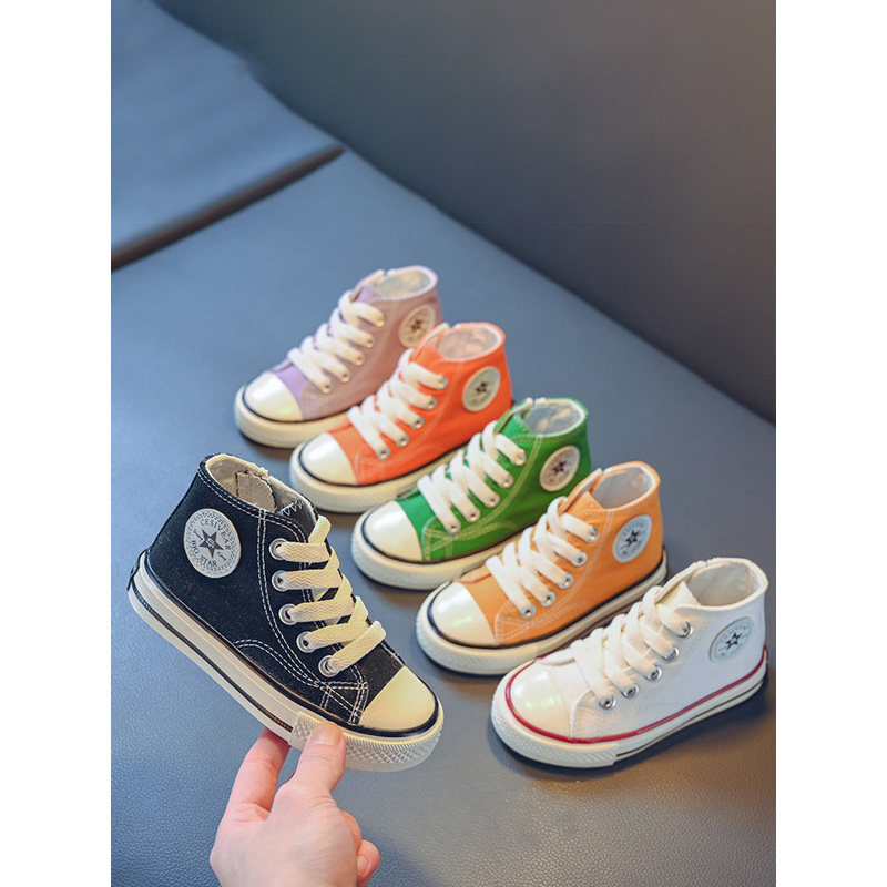 法国BADNUT儿童高帮帆布鞋2025春秋季新款男童板鞋女童休闲鞋