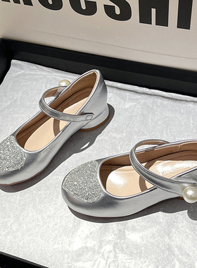 netx GJLG 女童高跟公主鞋2025新款儿童皮鞋女孩表演主持配礼服鞋