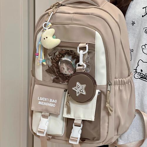 ST日系ins高颜值痛包女 初中高中学生书包大容量休闲旅行百搭双肩