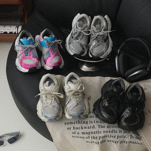 韩国Uamtor订书机儿童老爹鞋春秋女童透气运动鞋男童轻便防滑鞋子