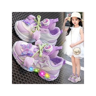 网面透气儿童亮灯公主鞋 英国NextKiss童鞋 2025新款 女童运动鞋 夏季