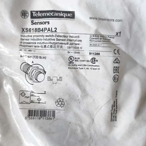 议价施耐德电感式接近开关XS618B4PAL2，法国制造，12-