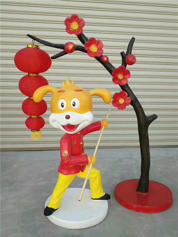 仿真玻璃钢雕塑功夫狗卡通狗狗雕塑功夫狗 装饰摆放美观