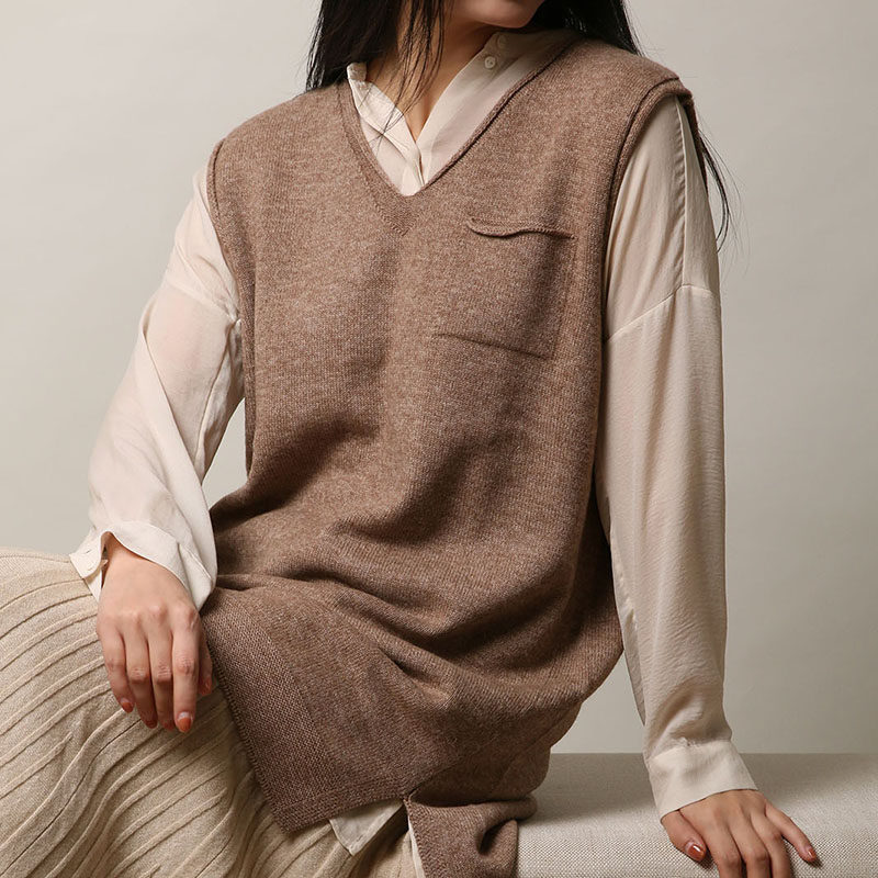 APCSHOP套头中长款V领开叉马夹