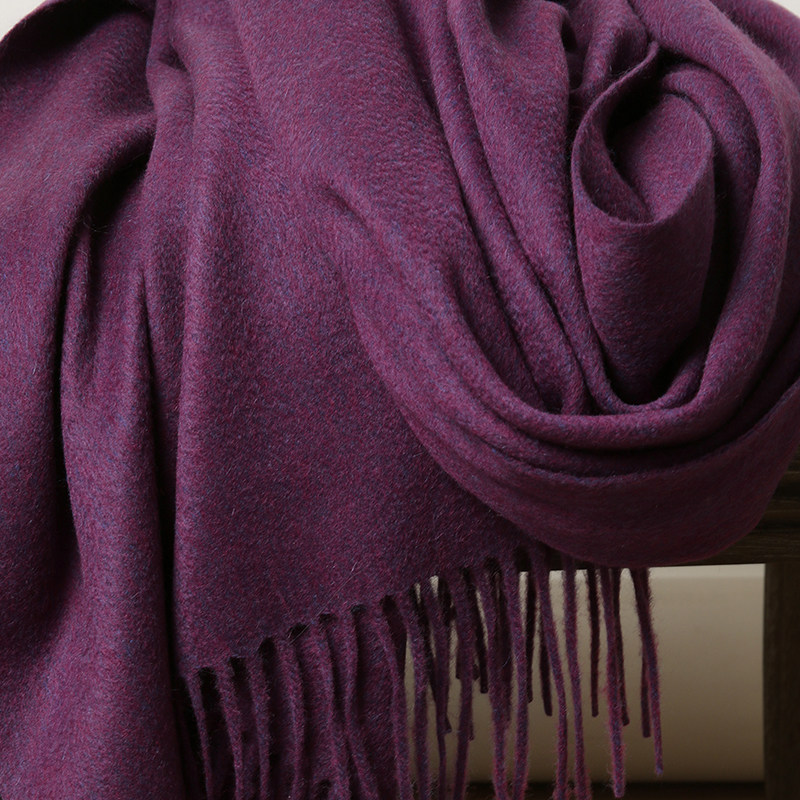 APCSHOP 24秋冬季雾紫花纱印象披肩女士保暖加厚两用复古流苏围巾