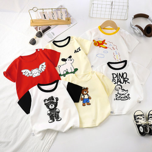 26年新款儿童短袖t恤纯棉小童夏季宝宝衣服男童薄款女童上衣夏款