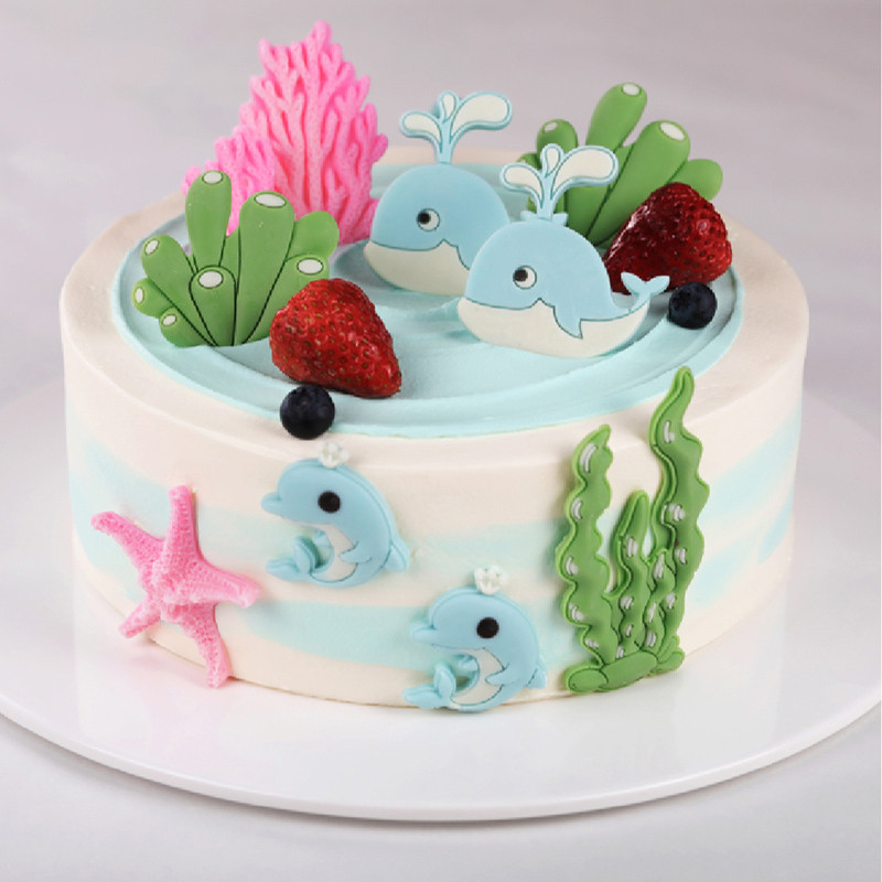 蒲缇烘焙海底世界儿童生日蛋糕海洋主题纯乳脂鲜奶油沈阳同城配送
