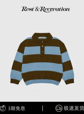 【现货】韩国小众Lartigent Jennie 纹撞色貂绒POLO领针织衫毛衣