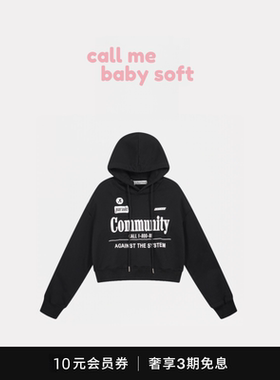 ●callmebabysoft韩国小众潮牌发泡印花宽松RR短款连帽卫衣女秋