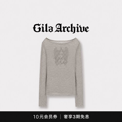 【现货】GILA ARCHIVE金智秀同款莱赛尔星星长袖T恤斜肩罩衫上衣