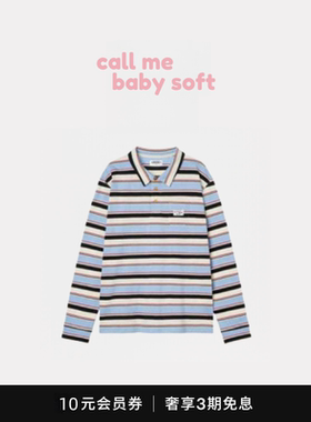 【现货】callmebabysoft韩国小众aeae学院风条纹polo宽松T恤上衣