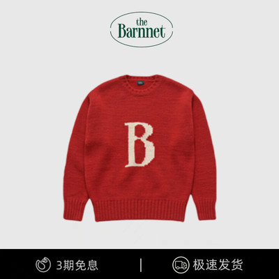【现货】TheBarnnet韩国八奶圆领字母学院风针织衫毛衣慵懒风上衣