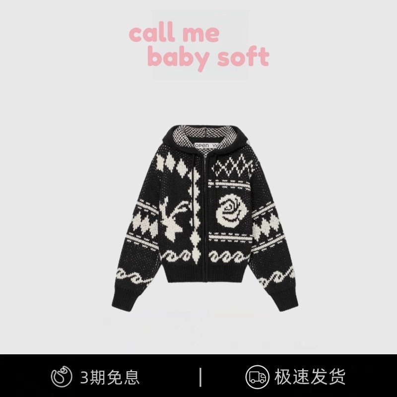 【现货】callmebabysoft柳智敏同款麋鹿玫瑰花加厚毛衣连帽外套女,女装/女士精品,大码内搭,淘宝优惠券,粉丝福利购,淘宝优惠卷