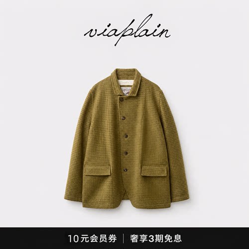 【现货】viaplain秋冬季新款韩国设计师通勤格纹羊毛西服西装外套
