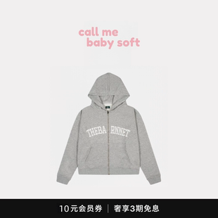 ●callmebabysoft韩国theBarnnet八奶复古宽松字母刺绣连帽卫衣女