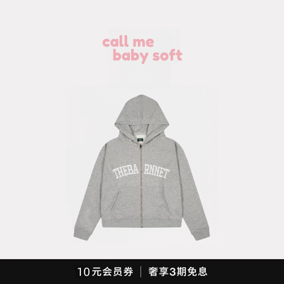 ●callmebabysoft韩国theBarnnet八奶复古宽松字母刺绣连帽卫衣女