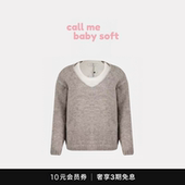 背心毛衣叠穿两件套女 V领针织长袖 callmebabysoft韩国modimood