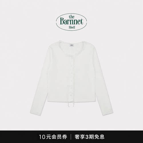 【现货】韩国小众The barnnet八奶复古蕾丝边镂空针织长袖T恤上衣